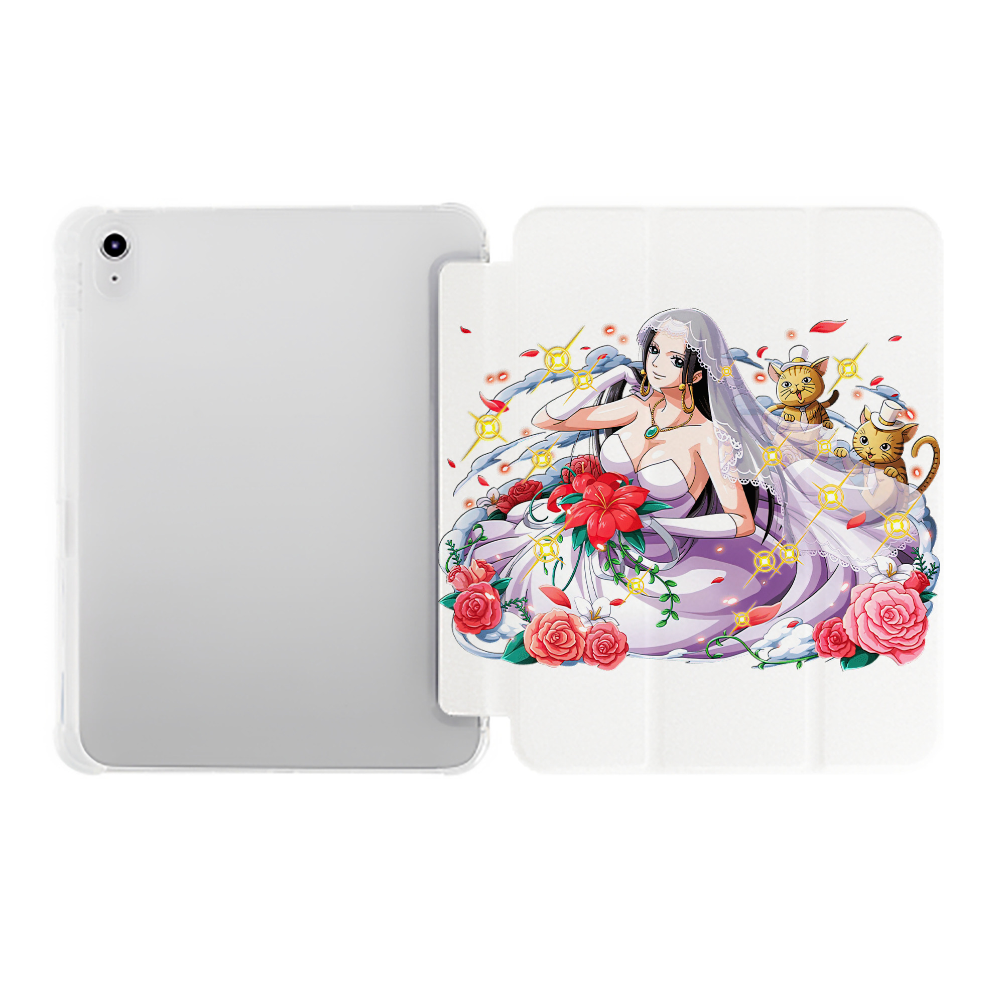 （画像用） ワンピース ボア・ハンコック ONE PIECE Boa·Hancock IPad ケース ペン収納付き 三つ折りスタンド PUレザー×シリコン 対応機種9.5/10.5/10.9インチ